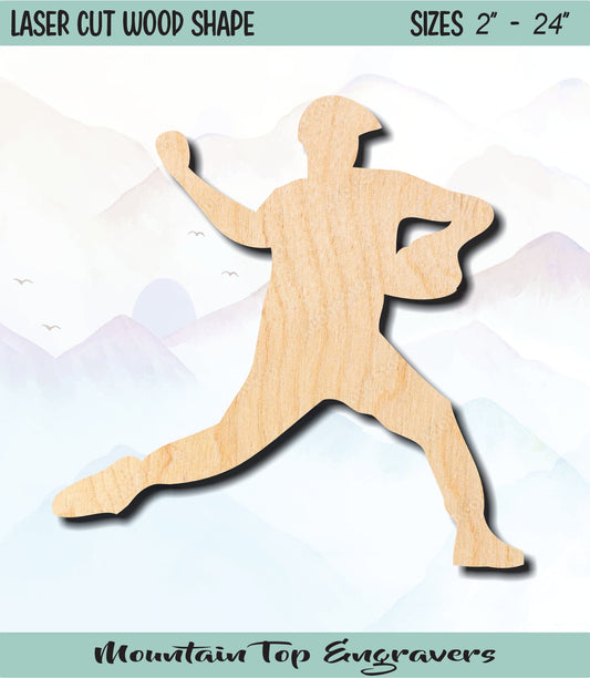 Baseball Player Pitcher Unfinished Wood Shape Blank Laser Engraved Cut Out Woodcraft Craft Supply