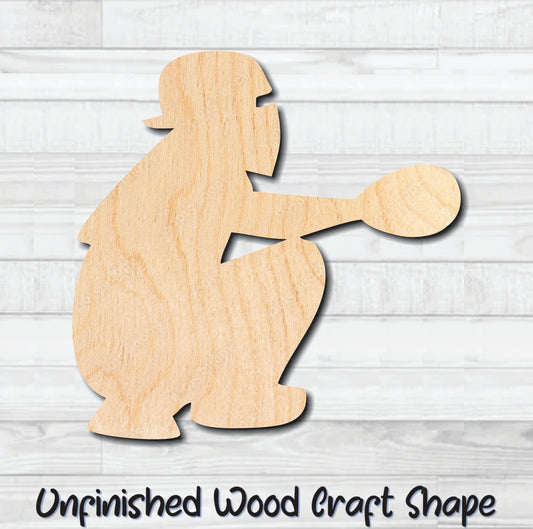 Baseball Player Catcher Unfinished Wood Shape Blank Laser Engraved Cut Out Woodcraft Craft Supply