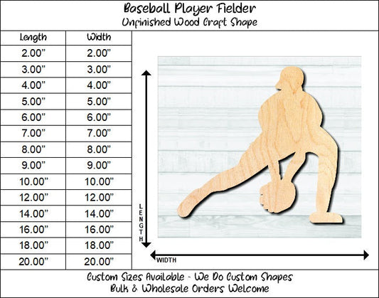 Baseball Player Fielder Shortstop Unfinished Wood Shape Blank Laser Engraved Cut Out Woodcraft Craft Supply
