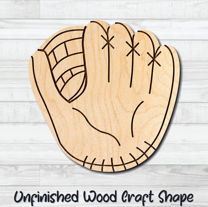 Baseball Mitt Glove Unfinished Wood Shape Blank Laser Engraved Cut Out Woodcraft Craft Supply