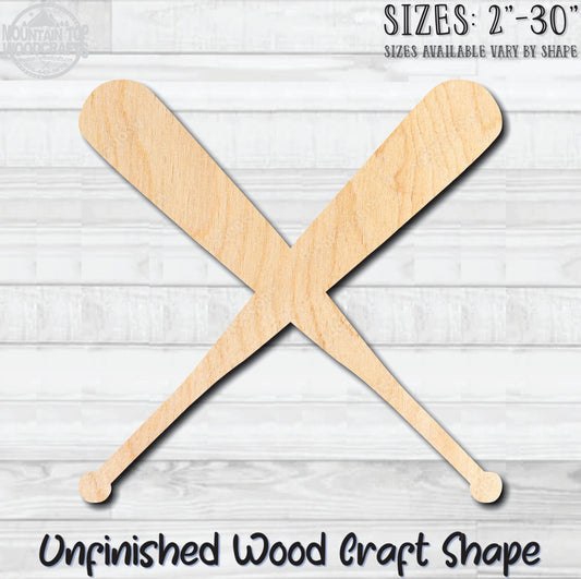 Crossed Baseball Bats Unfinished Wood Shape Blank Laser Engraved Cut Out Woodcraft Craft Supply