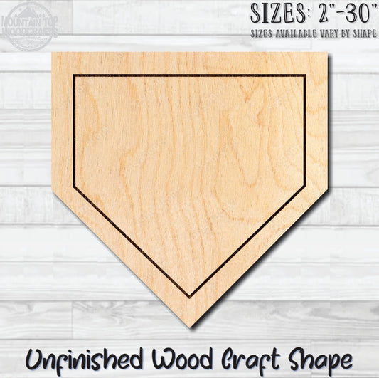 Baseball Home Plate Base Unfinished Wood Shape Blank Laser Engraved Cut Out Woodcraft Craft Supply