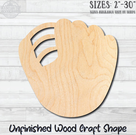 Baseball Glove Mitt Unfinished Wood Shape Blank Laser Engraved Cut Out Woodcraft Craft Supply