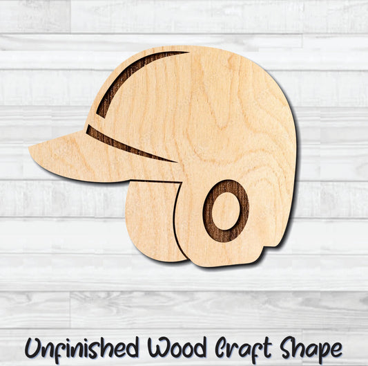 Baseball Helmet Unfinished Wood Shape Blank Laser Engraved Cut Out Woodcraft Craft Supply