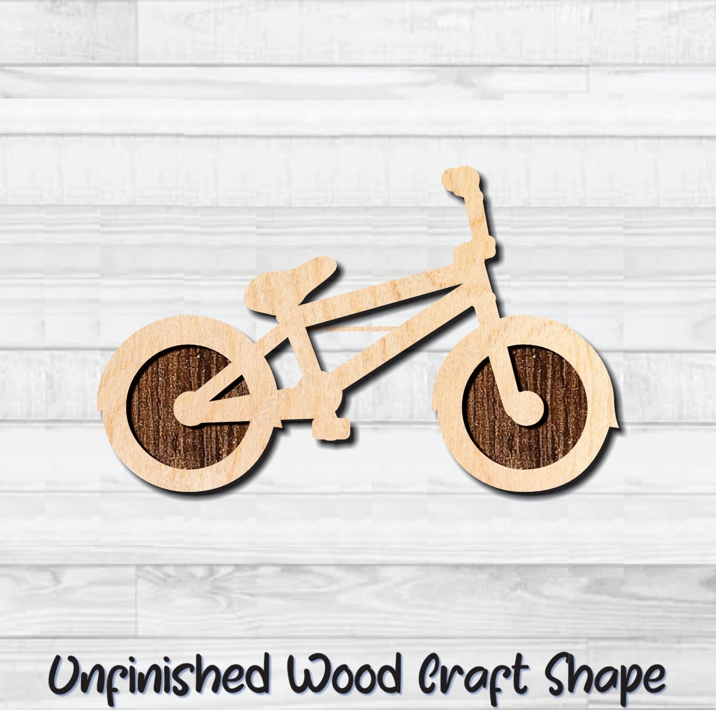 BMX Bicycle Bike Unfinished Wood Shape Blank Laser Engraved Cut Out Woodcraft Craft Supply