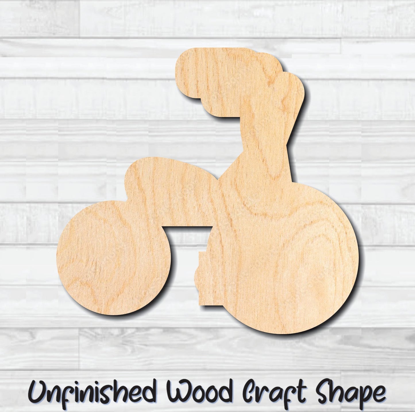 Tricycle Bike Unfinished Wood Shape Blank Laser Engraved Cut Out Woodcraft Craft Supply