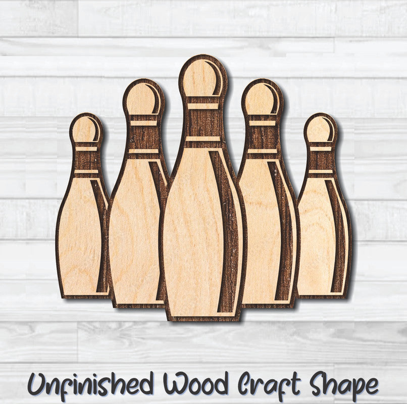 Bowling Rack Pins Unfinished Wood Shape Blank Laser Engraved Cutout Woodcraft Craft Supply