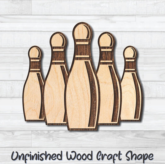 Bowling Rack Pins Unfinished Wood Shape Blank Laser Engraved Cutout Woodcraft Craft Supply