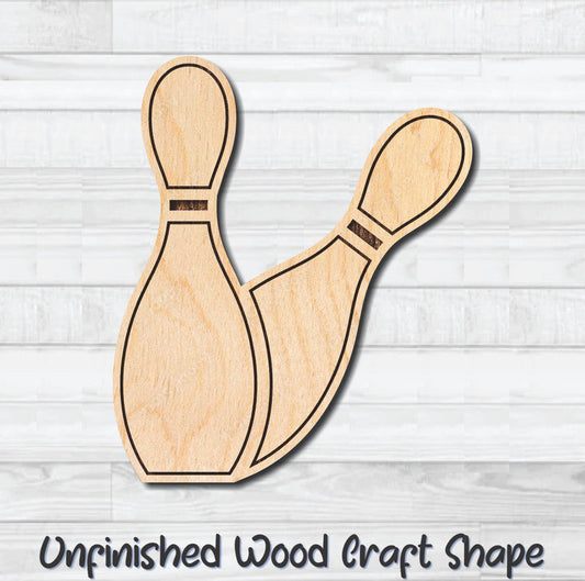 Bowling Pins Unfinished Wood Shape Blank Laser Engraved Cutout Woodcraft Craft Supply