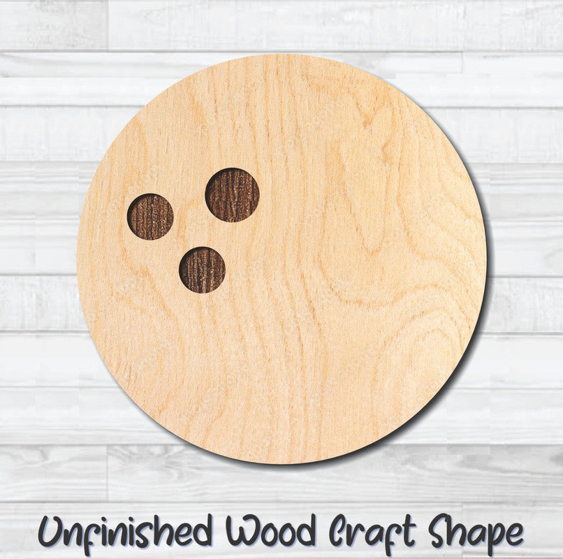 Bowling Ball Unfinished Wood Shape Blank Laser Engraved Cutout Woodcraft Craft Supply