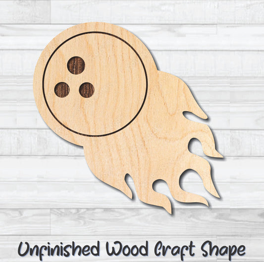 Flaming Bowling Ball Unfinished Wood Shape Blank Laser Engraved Cutout Woodcraft Craft Supply