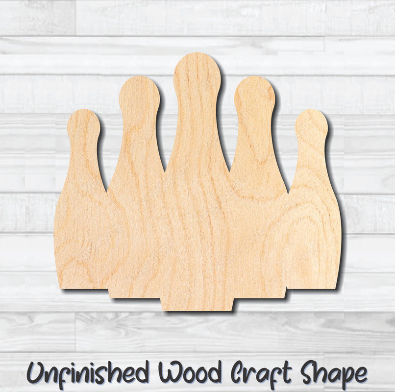 Bowling Pin Rack Unfinished Wood Shape Blank Laser Engraved Cutout Woodcraft Craft Supply