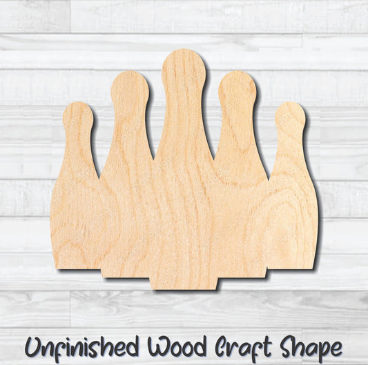 Bowling Pin Rack Unfinished Wood Shape Blank Laser Engraved Cutout Woodcraft Craft Supply