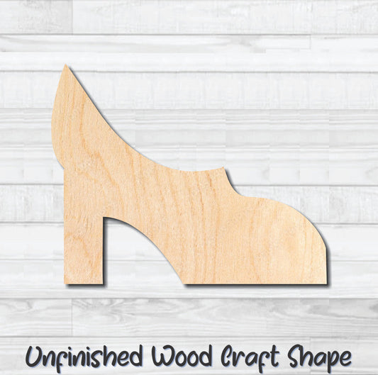 Heeled Boot Shoes Unfinished Wood Shape Blank Laser Engraved Cutout Woodcraft Craft Supply