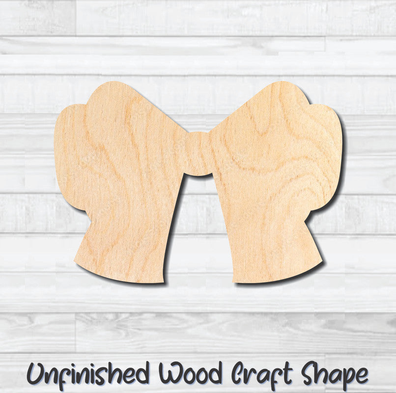 Bow 1 Unfinished Wood Shape Blank Laser Engraved Cutout Woodcraft Craft Supply