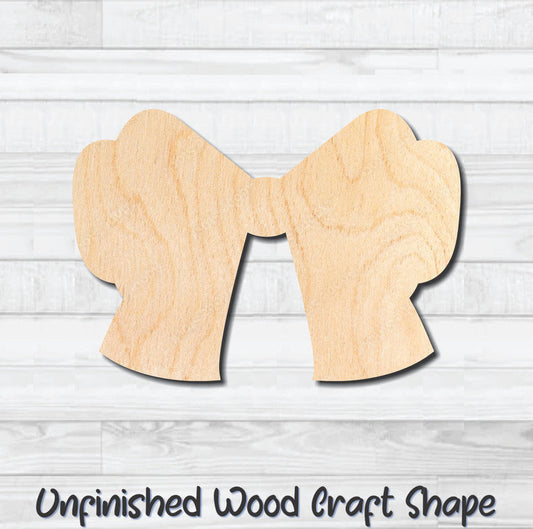 Bow 1 Unfinished Wood Shape Blank Laser Engraved Cutout Woodcraft Craft Supply