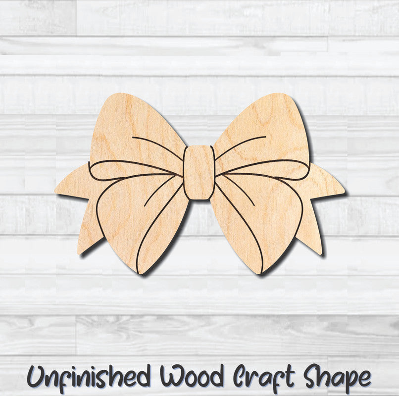 Bow 4 Unfinished Wood Shape Blank Laser Engraved Cutout Woodcraft Craft Supply