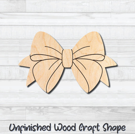 Bow 4 Unfinished Wood Shape Blank Laser Engraved Cutout Woodcraft Craft Supply
