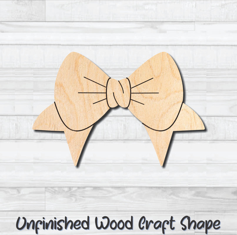 Bow 8 Unfinished Wood Shape Blank Laser Engraved Cutout Woodcraft Craft Supply