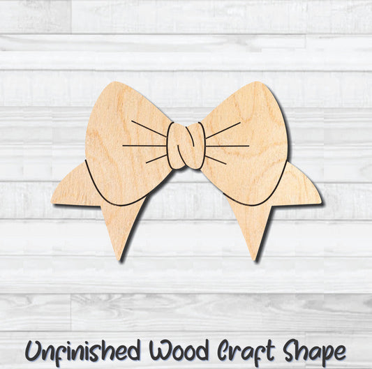 Bow 8 Unfinished Wood Shape Blank Laser Engraved Cutout Woodcraft Craft Supply