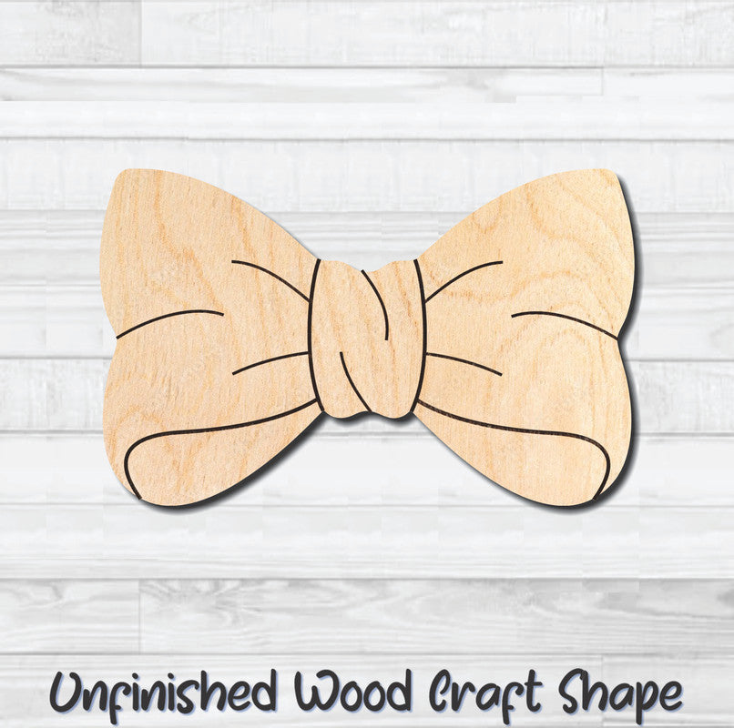 Bow 9 Unfinished Wood Shape Blank Laser Engraved Cutout Woodcraft Craft Supply
