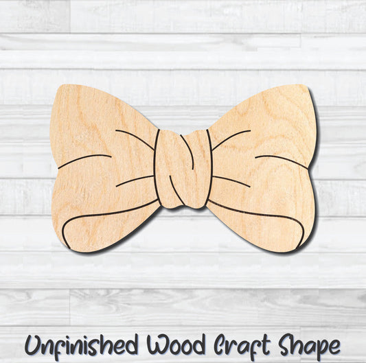 Bow 9 Unfinished Wood Shape Blank Laser Engraved Cutout Woodcraft Craft Supply