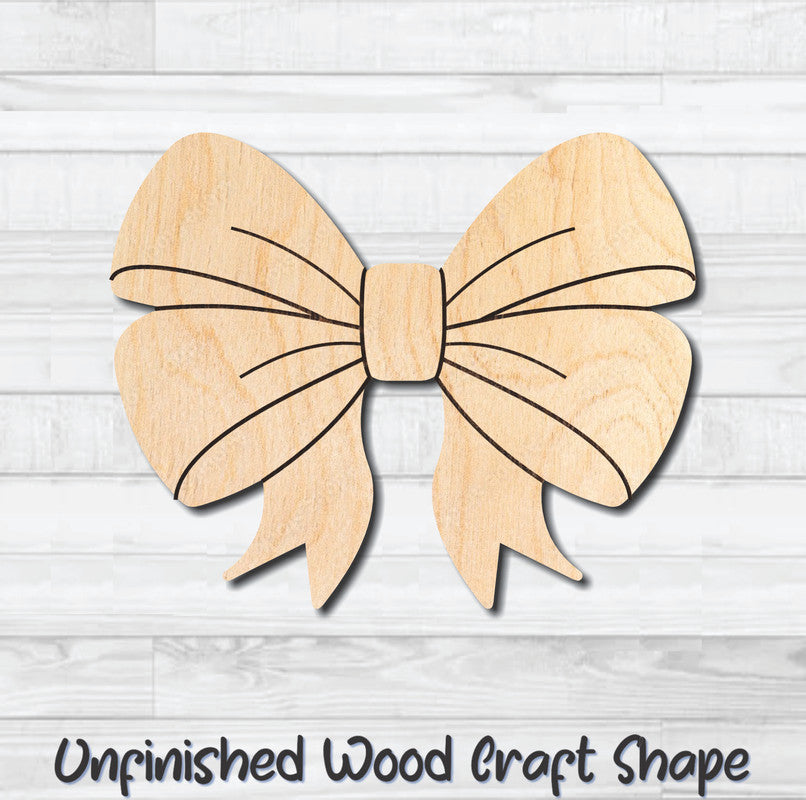 Bow 10 Unfinished Wood Shape Blank Laser Engraved Cutout Woodcraft Craft Supply