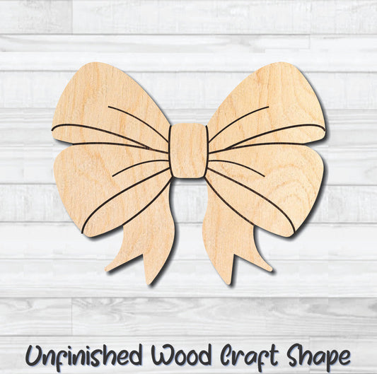 Bow 10 Unfinished Wood Shape Blank Laser Engraved Cutout Woodcraft Craft Supply