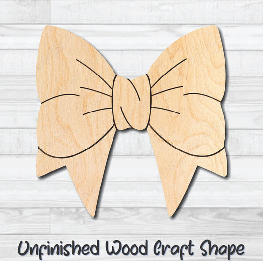 Bow 11 Unfinished Wood Shape Blank Laser Engraved Cutout Woodcraft Craft Supply