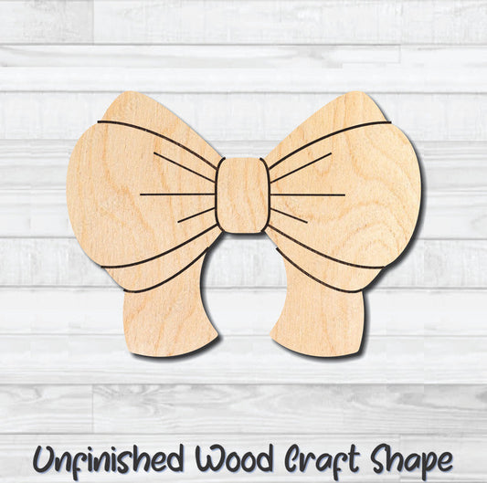 Bow 12 Unfinished Wood Shape Blank Laser Engraved Cutout Woodcraft Craft Supply