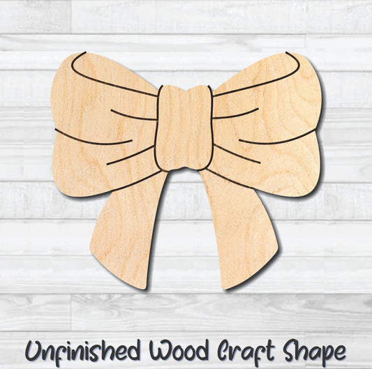Bow 13 Unfinished Wood Shape Blank Laser Engraved Cutout Woodcraft Craft Supply