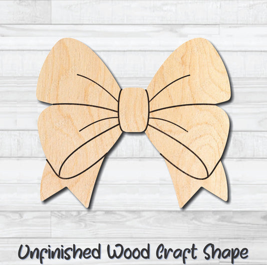 Bow 14 Unfinished Wood Shape Blank Laser Engraved Cutout Woodcraft Craft Supply