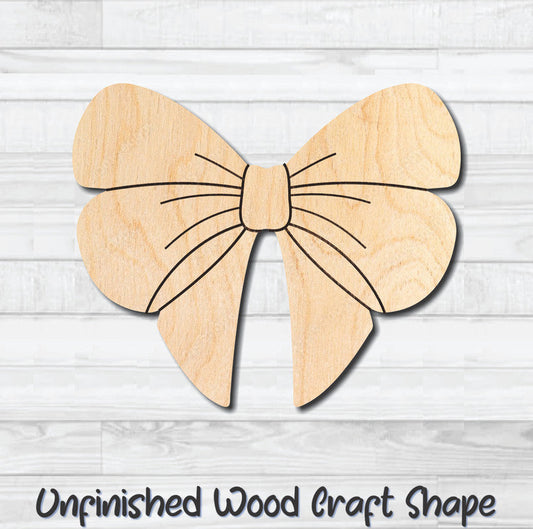 Bow 15 Unfinished Wood Shape Blank Laser Engraved Cutout Woodcraft Craft Supply