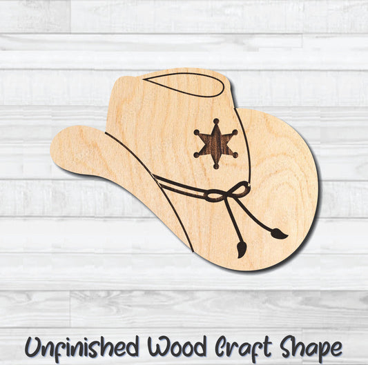 Cowboy Hat 1 Unfinished Wood Shape Blank Laser Engraved Cutout Woodcraft Craft Supply