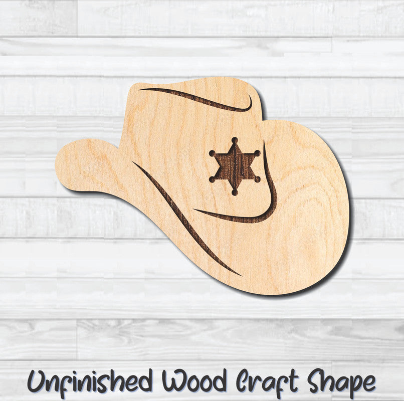 Cowboy Hat 3 Unfinished Wood Shape Blank Laser Engraved Cutout Woodcraft Craft Supply