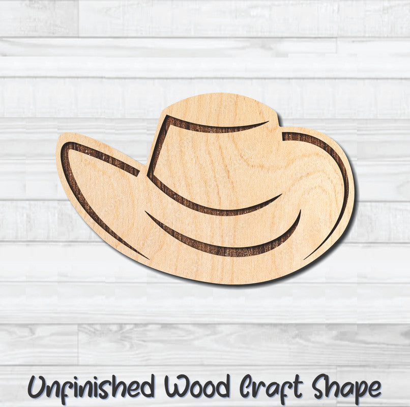 Cowboy Hat 4 Unfinished Wood Shape Blank Laser Engraved Cutout Woodcraft Craft Supply