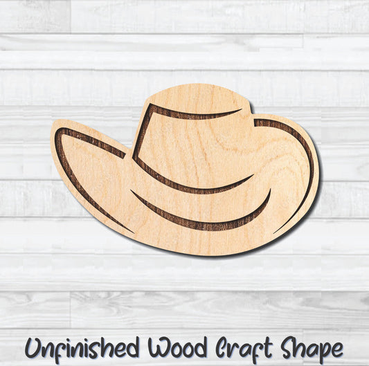 Cowboy Hat 4 Unfinished Wood Shape Blank Laser Engraved Cutout Woodcraft Craft Supply