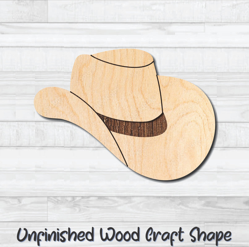 Cowboy Hat 5 Unfinished Wood Shape Blank Laser Engraved Cutout Woodcraft Craft Supply