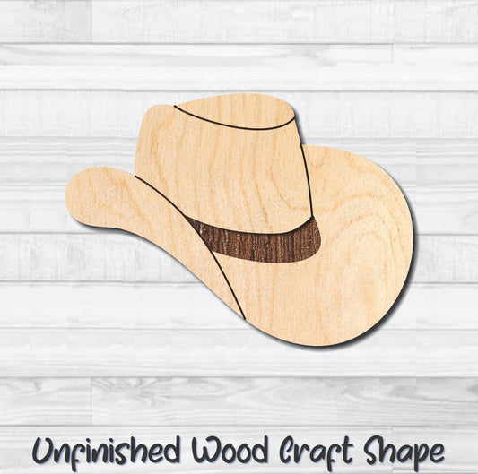 Cowboy Hat 5 Unfinished Wood Shape Blank Laser Engraved Cutout Woodcraft Craft Supply