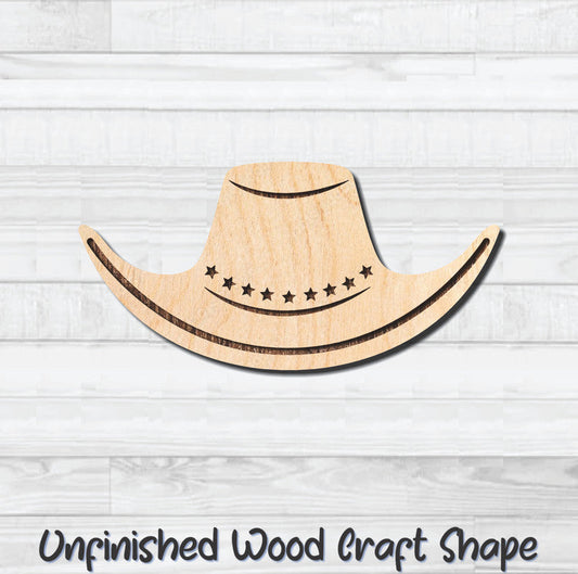 Cowboy Hat 6 Unfinished Wood Shape Blank Laser Engraved Cutout Woodcraft Craft Supply
