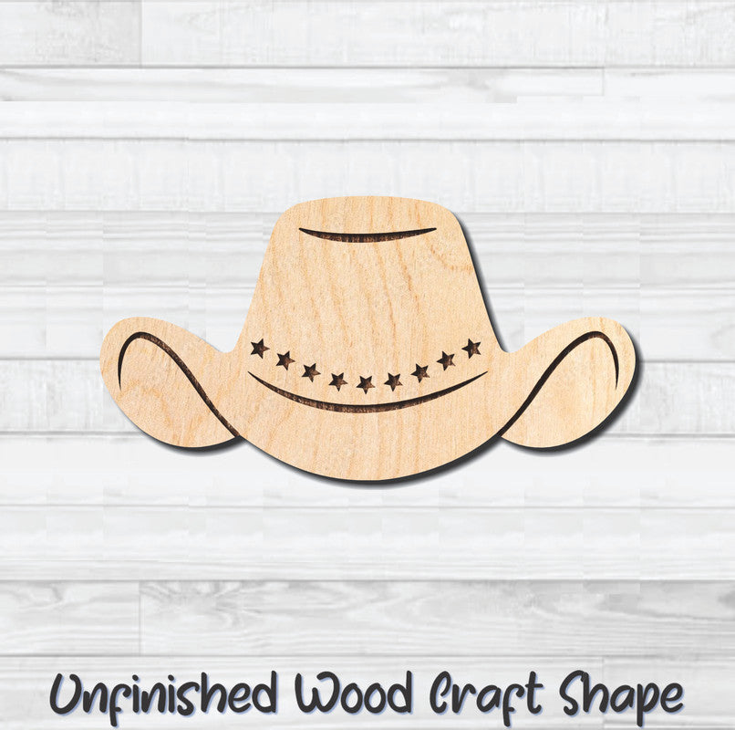 Cowboy Hat 7 Unfinished Wood Shape Blank Laser Engraved Cutout Woodcraft Craft Supply
