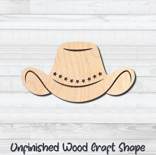 Cowboy Hat 7 Unfinished Wood Shape Blank Laser Engraved Cutout Woodcraft Craft Supply