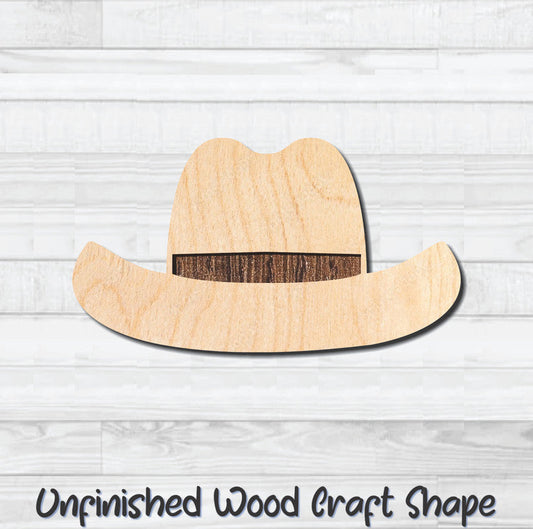 Cowboy Hat 8 Unfinished Wood Shape Blank Laser Engraved Cutout Woodcraft Craft Supply