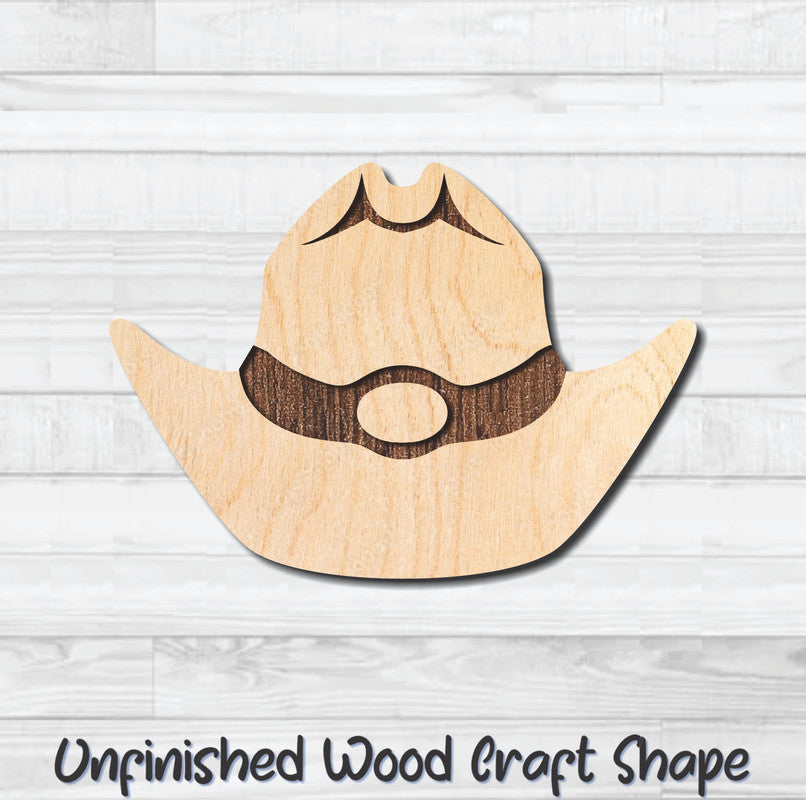 Cowboy Hat 11 Unfinished Wood Shape Blank Laser Engraved Cutout Woodcraft Craft Supply
