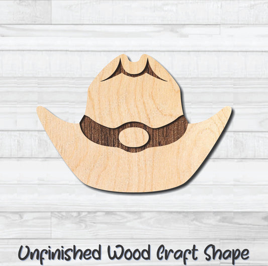 Cowboy Hat 11 Unfinished Wood Shape Blank Laser Engraved Cutout Woodcraft Craft Supply