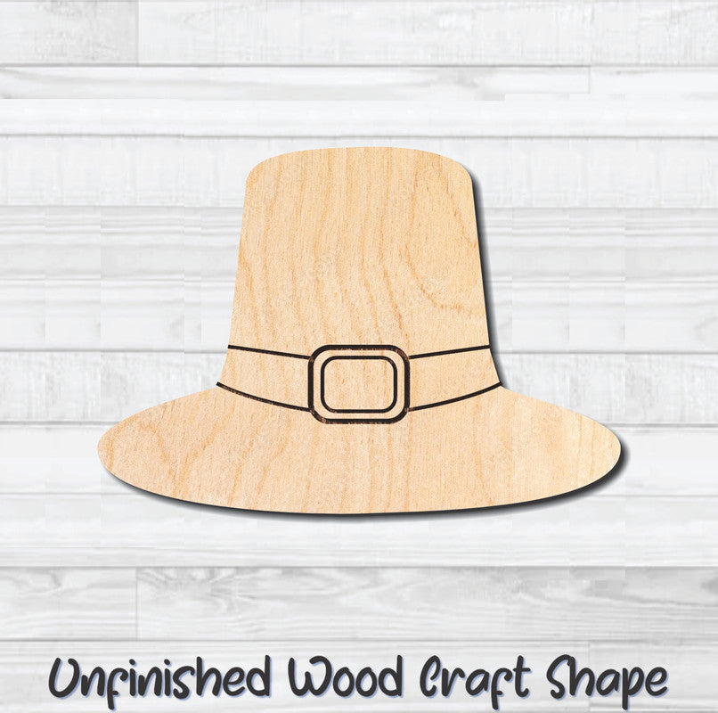 Pilgrim Hat Unfinished Wood Shape Blank Laser Engraved Cutout Woodcraft Craft Supply