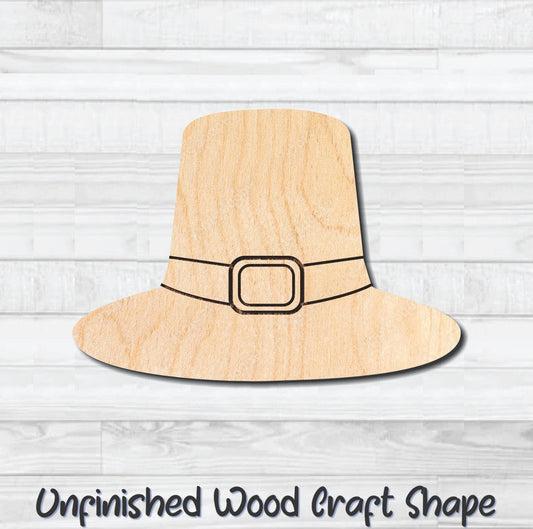 Pilgrim Hat Unfinished Wood Shape Blank Laser Engraved Cutout Woodcraft Craft Supply