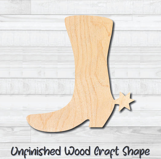 Western Boot Spur Unfinished Wood Shape Blank Laser Engraved Cutout Woodcraft Craft Supply
