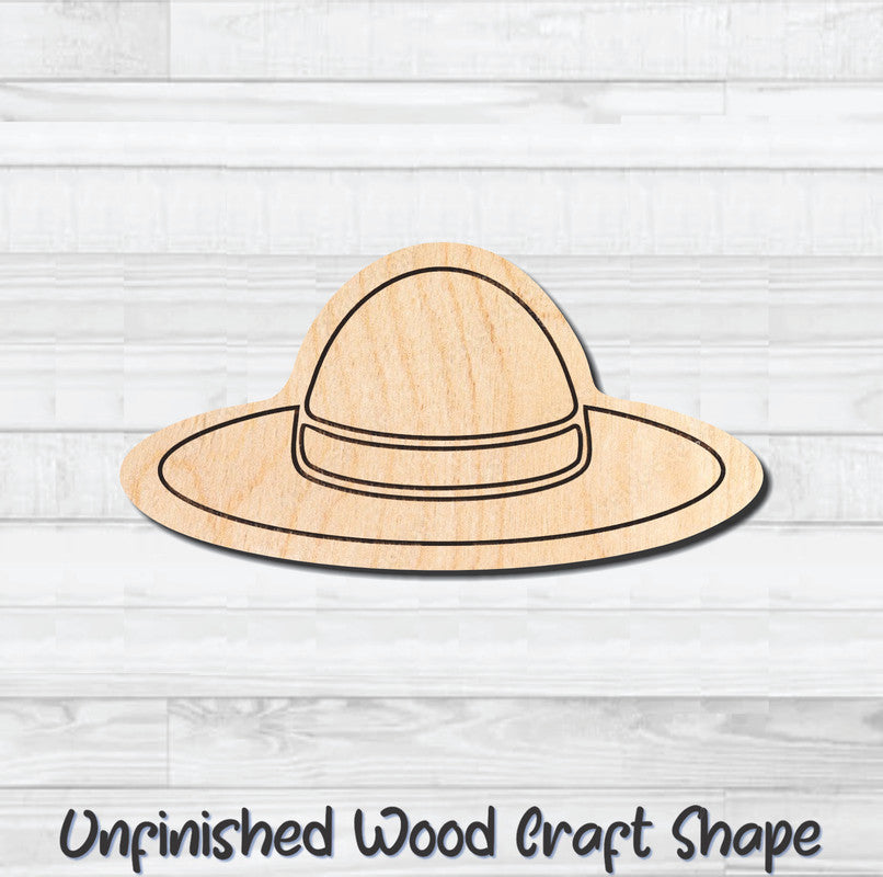 Summer Sun Hat Unfinished Wood Shape Blank Laser Engraved Cut Out Woodcraft Craft Supply