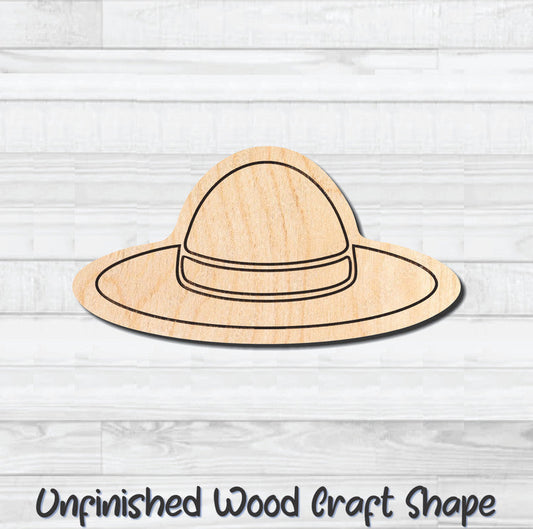 Summer Sun Hat Unfinished Wood Shape Blank Laser Engraved Cut Out Woodcraft Craft Supply